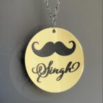 Custom Gold Mirror Car Hanging: Personalized Name & Mustache